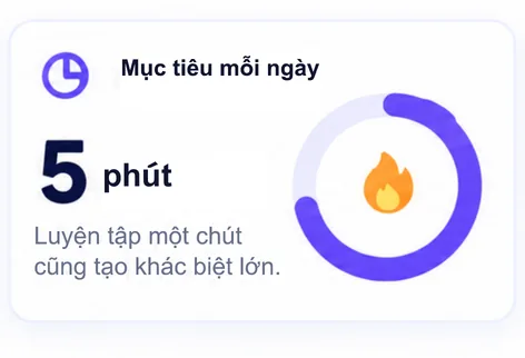Mục tiêu mỗi ngày: 5 phút.